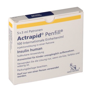 Actrapid Penfill 100IU/ml (Insulin Human rDNA) R (3ml cartridge x 1's pack) Actrapid Penfill 100IU/ml (Insulin Human rDNA) R (3ml cartridge x 1's pack)